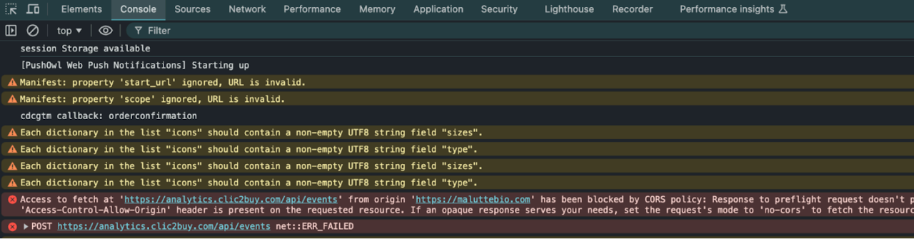 Console errors check